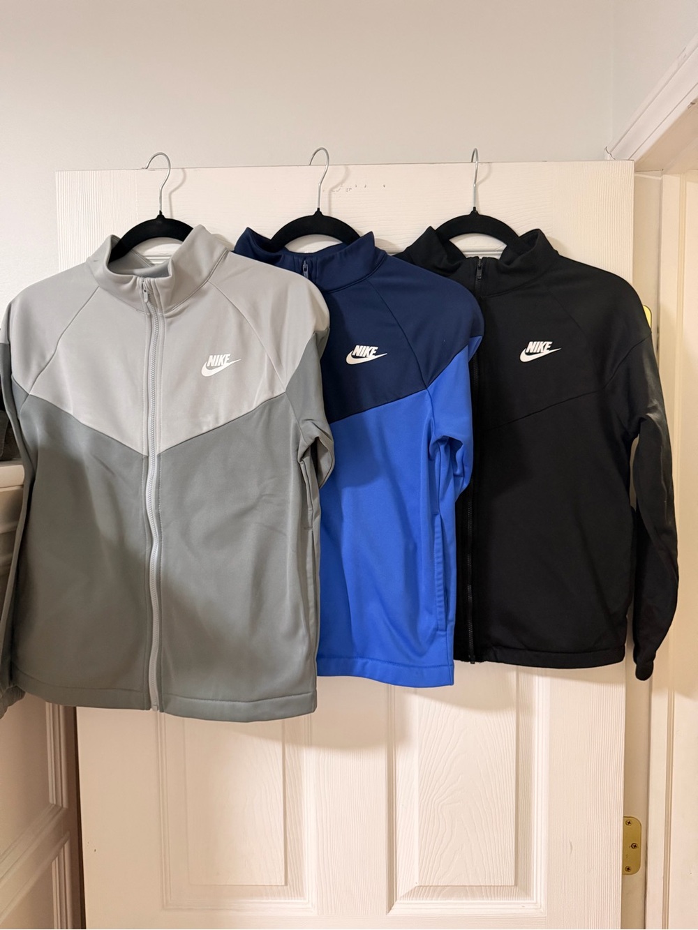 Nike Boys Zip-Up Colorblock Windbreaker - Gray, Blue, Black